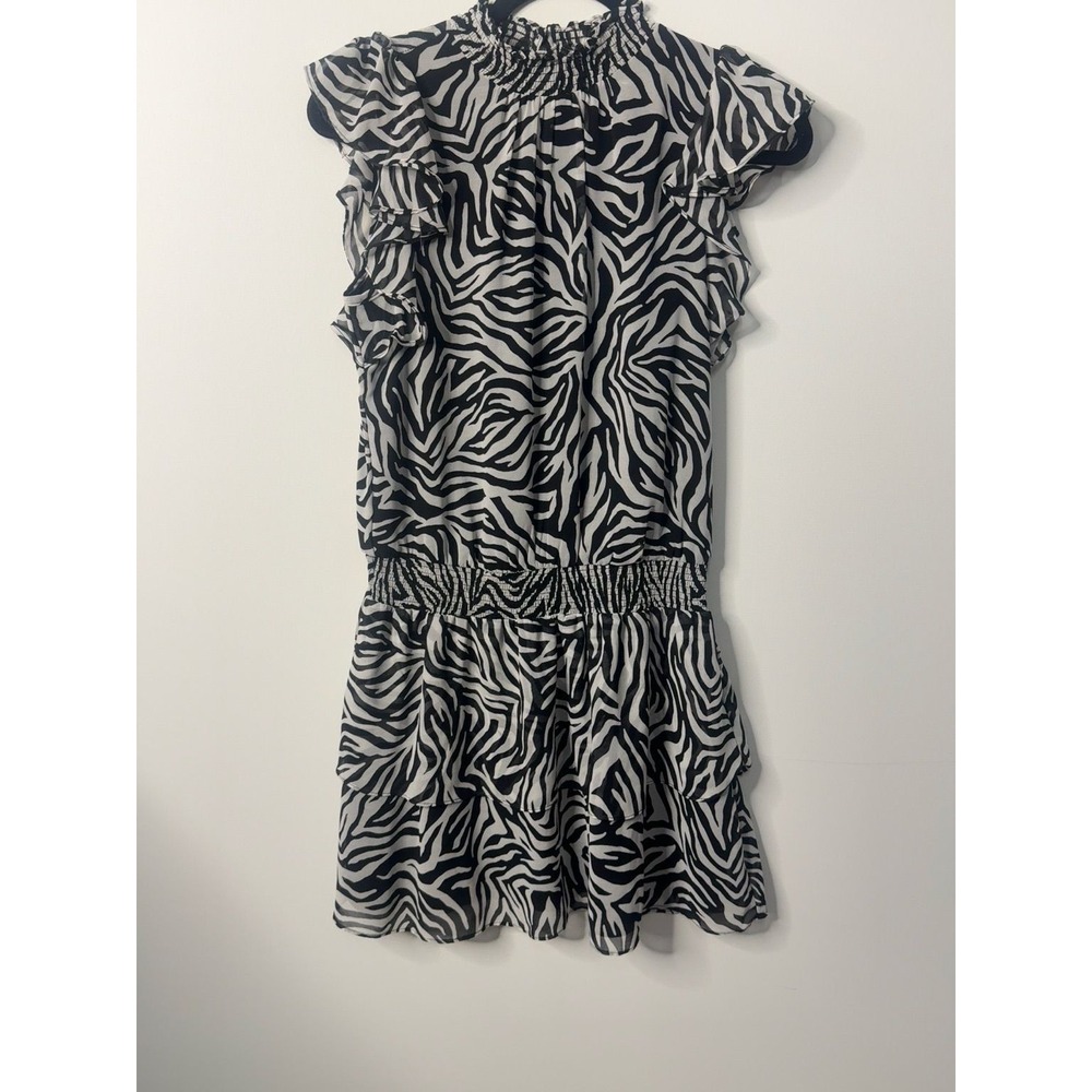 1 STATE Chic Black-and-White Zebra Print Low Waist Mini Dress Small